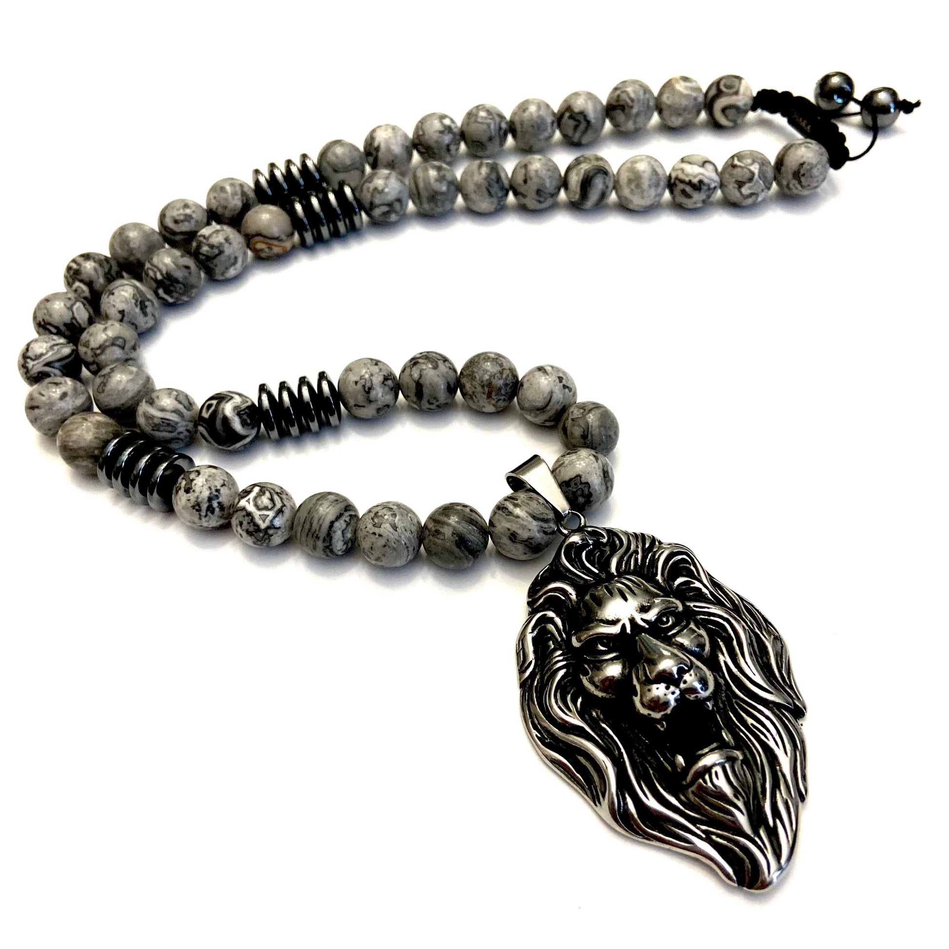 XL Obsidian & Onyx Lion Necklace (Copy) Chaka Beads