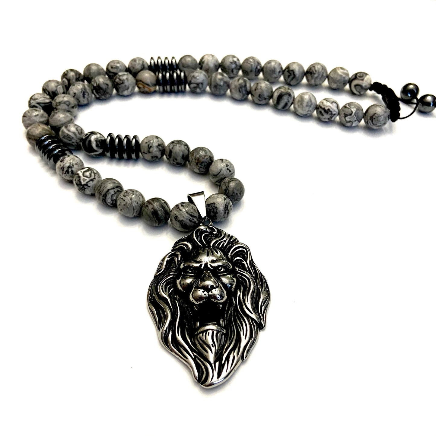 XL Obsidian & Onyx Lion Necklace (Copy) Chaka Beads